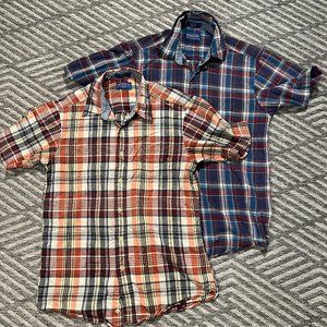 Pendleton Seaside cotton shirts - 2 shirts - large- cotton madras fabric